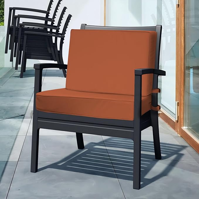 Outdoor Deep Seat Cushion Set 19" x 19", Water Repellent & Fade Resistant Cushion for Patio Furniture, Back & Seat Cushion with Removable Covers for Sofa, Couch, Red