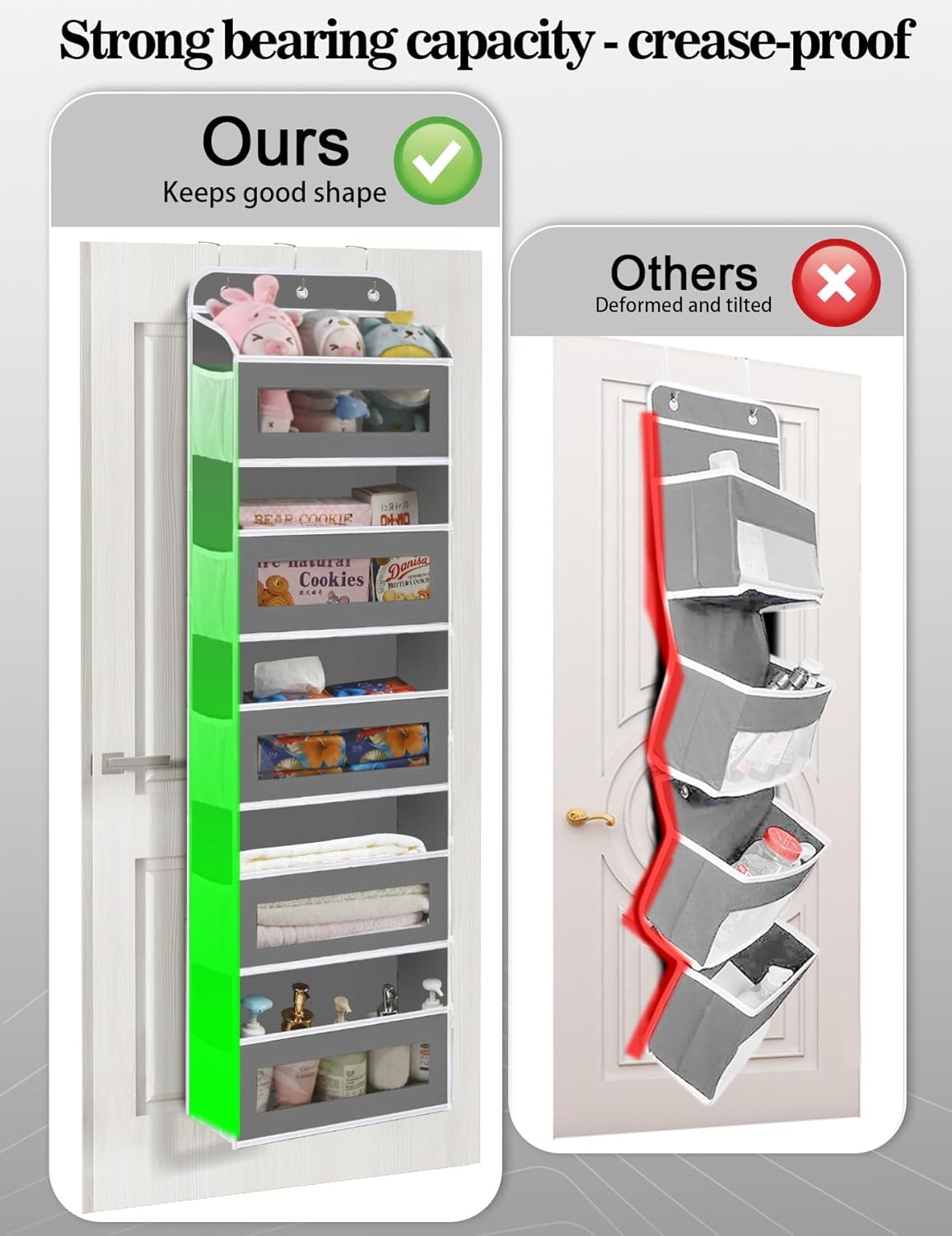 Over The Door Organizer, 5 Shelves Closet Door Hanging Storage and Organizer with 10 Mesh Pockets, Nursery Closet Organizer, Baby Essentials, Stuffed Animal Storage