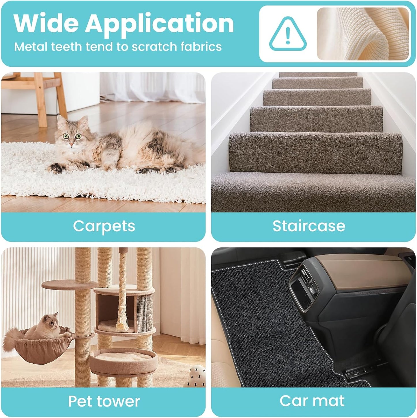 3 in 1 Carpet Rake for Pet Hair Removal, Tool Set of 3, 55” Long Handle Carpet Pet Hair Removal Carpet Scraper Dog Cat Hair Remover for Sofa, Couch, Car, Rug