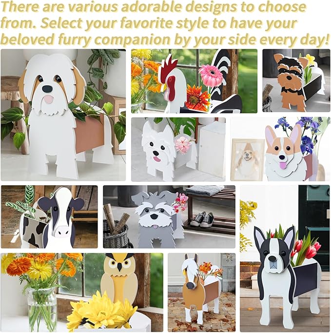 Yorkshire Dog Planter, Pet Shape Garden Pots Plant Pots for Indoor/Outdoor Gardens Decoration, Cute, Surprise Gifts/Souvenirs for Pet Lovers