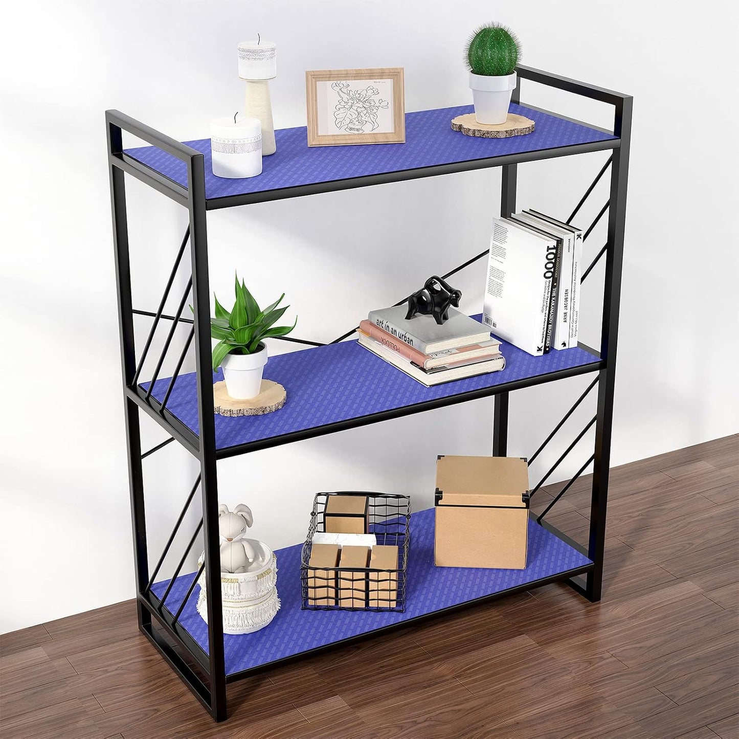 Shelf Liners for Kitchen Cabinets Refrigerator Liners Waterproof Kitchen Cupboard Liner Non Adhesive Drawer Mats EVA Material Fridge Liner for Shelves - Blue 17.5 x 393.7 Inches