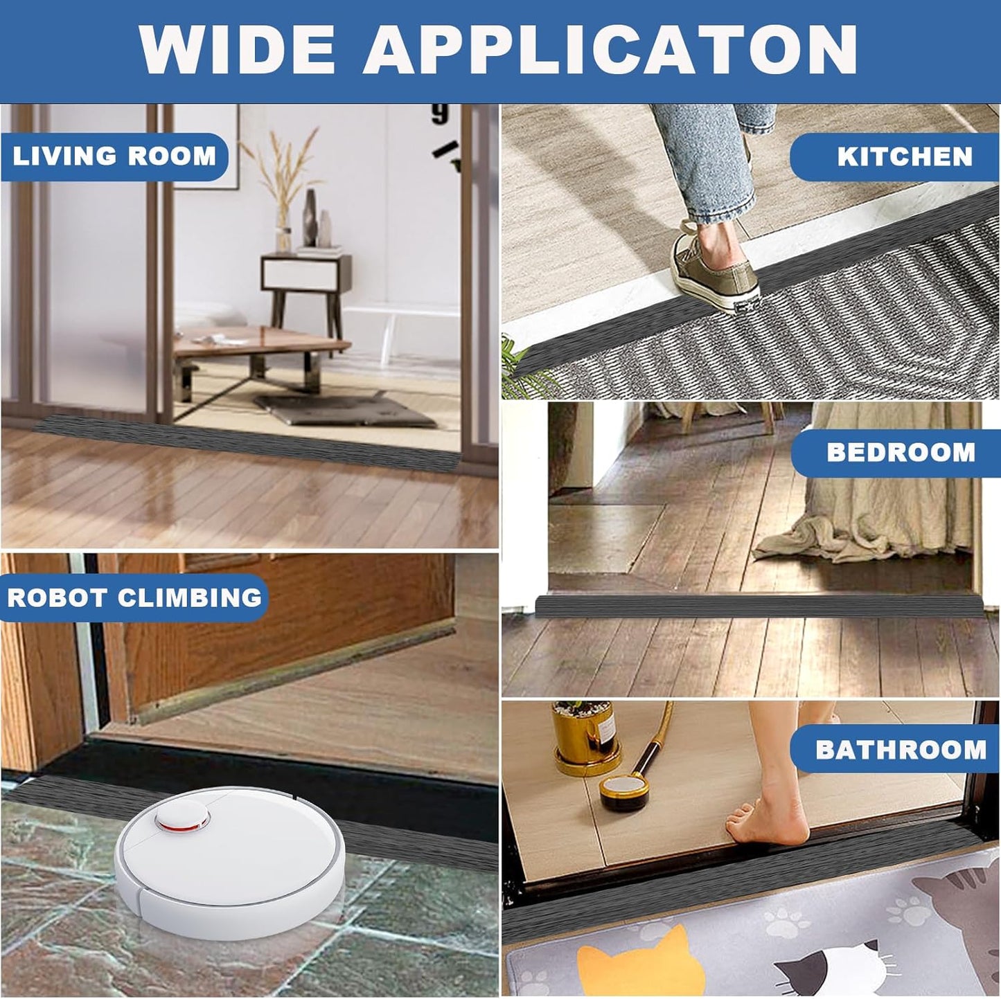 Vinyl Door Threshold Flooring Transition Strip Self Adhesive Carpet Edging Strip for Laminate Doorway Edge Threshold from 3/5" to 4/5" (Dark Gray Wood Grain, 10 Ft)