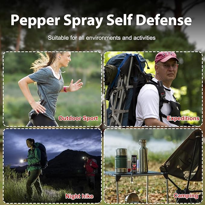 Pepper Spray Self Defense, Maximum Strength Tactical Spray, Effective Protection for Camping, Hiking, Outdoor Activities