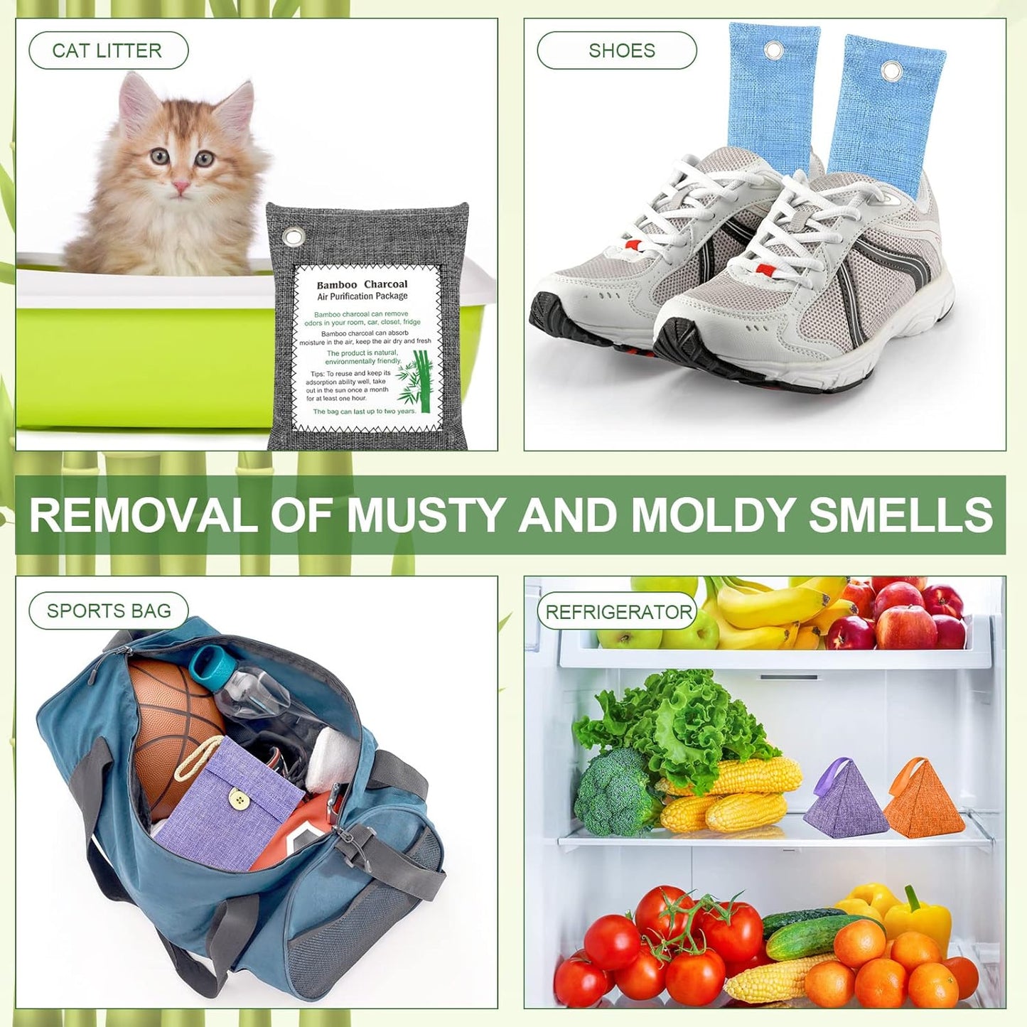 Charcoal Air Purifying Bags 6 Pack×200g Bamboo Charcoal Bags Odor Absorber, for Car Air Fresheners, Odor Eliminator for Home,Shoe Deodorizer - Colorful-Activated Charcoal Odor Absorbers