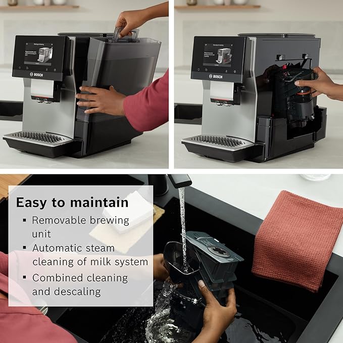 Bosch 800 Series Fully Automatic Espresso and Coffee Machine – 36 Drinks with Coffee World, Cold Brew, Double Cup, Integrated Milk Container, Smart Features, in Stainless Steel TQU60703