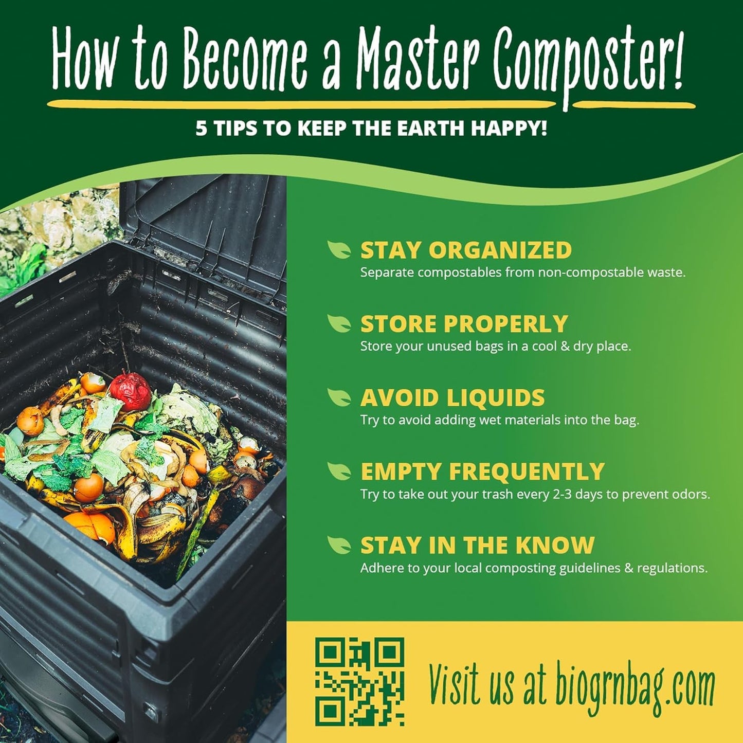 50-55 Gallon Compost Bags, Heavy Duty Compostable Trash Bags, 1.57 Mil Extra Thick Biodegradable Yard Waste Bags, Compostable Lawn Bags, Large Compost Leaf Bags BPI & ASTM D6400 Certified