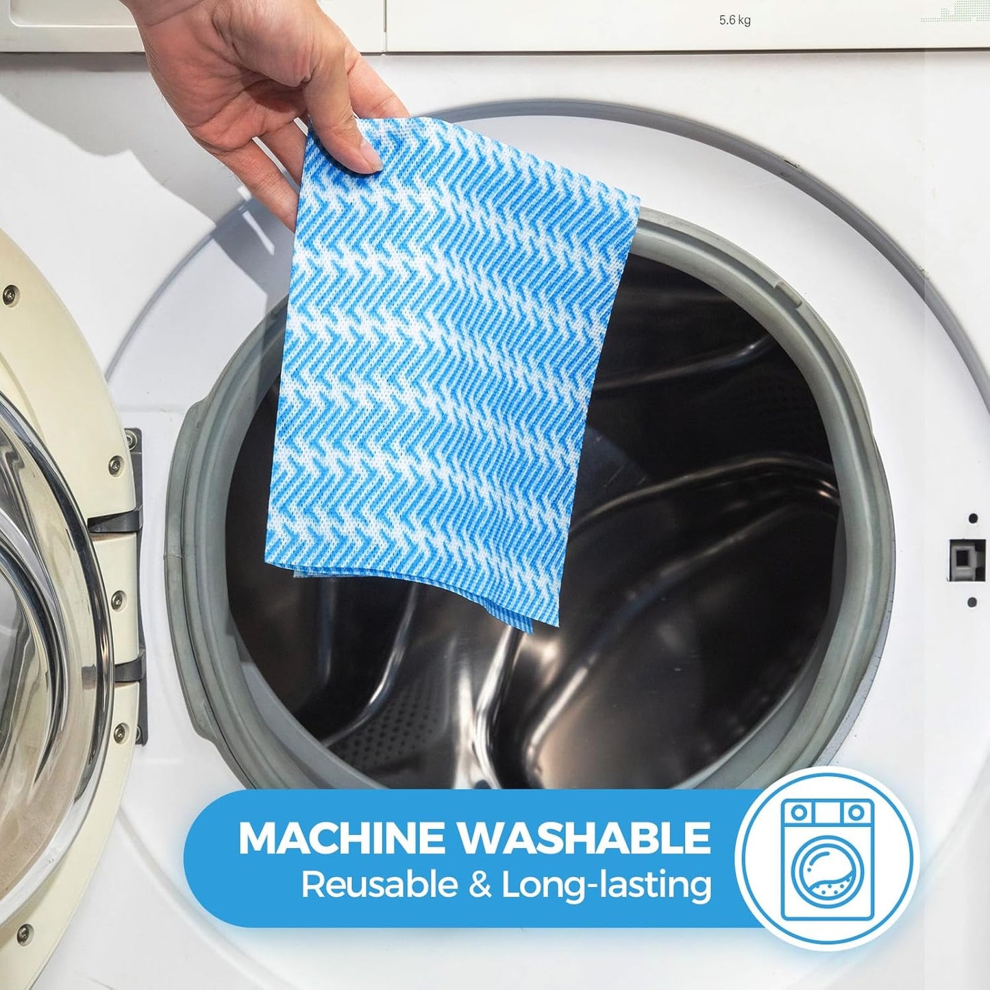 Handi Wipes Reusable Cloths Disposable Cleaning Towels Dry Kitchen Wipes Reusable Dish Towel Washcloths Dry Fast Multi-Purpose Heavy Duty Towels, Thick and Absorbnet 40 Count/Pack, Blue