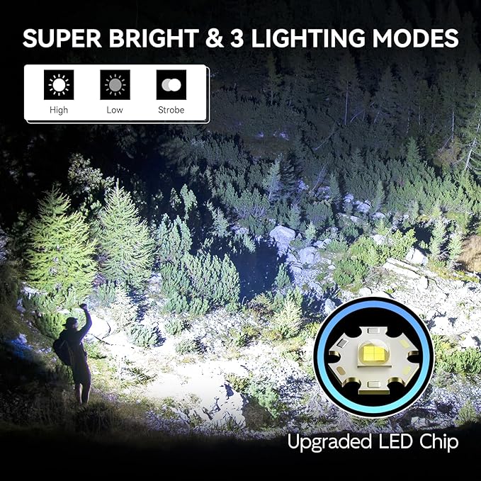 WdtPro Rechargeable Flashlights High Lumens, 1 Pack 10H Long Lasting Super Bright EDC Flashlights, LED Mini Tactical Flash Lights for Camping Emergency, Drop & Water Resistant Brown(Battery Included)