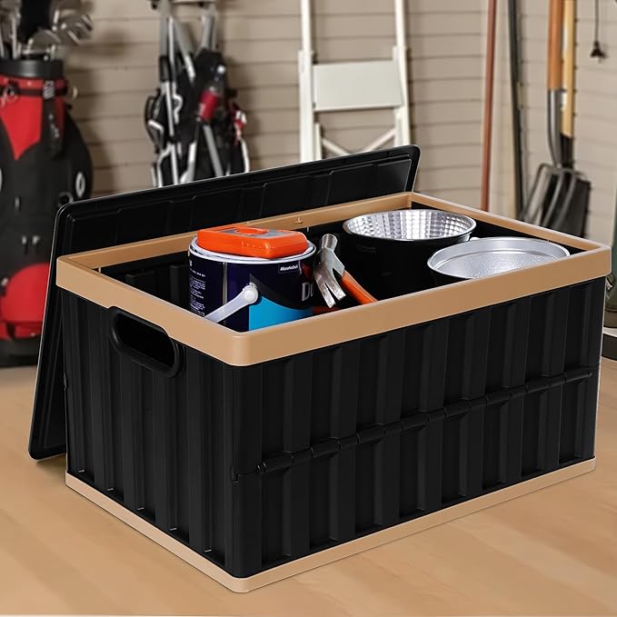 Citylife 64L Collapsible Storage Bins with Lids Plastic Storage Containers for Organizing Stackable Storage Box Large Heavy Duty Utility Crates, 2 Packs