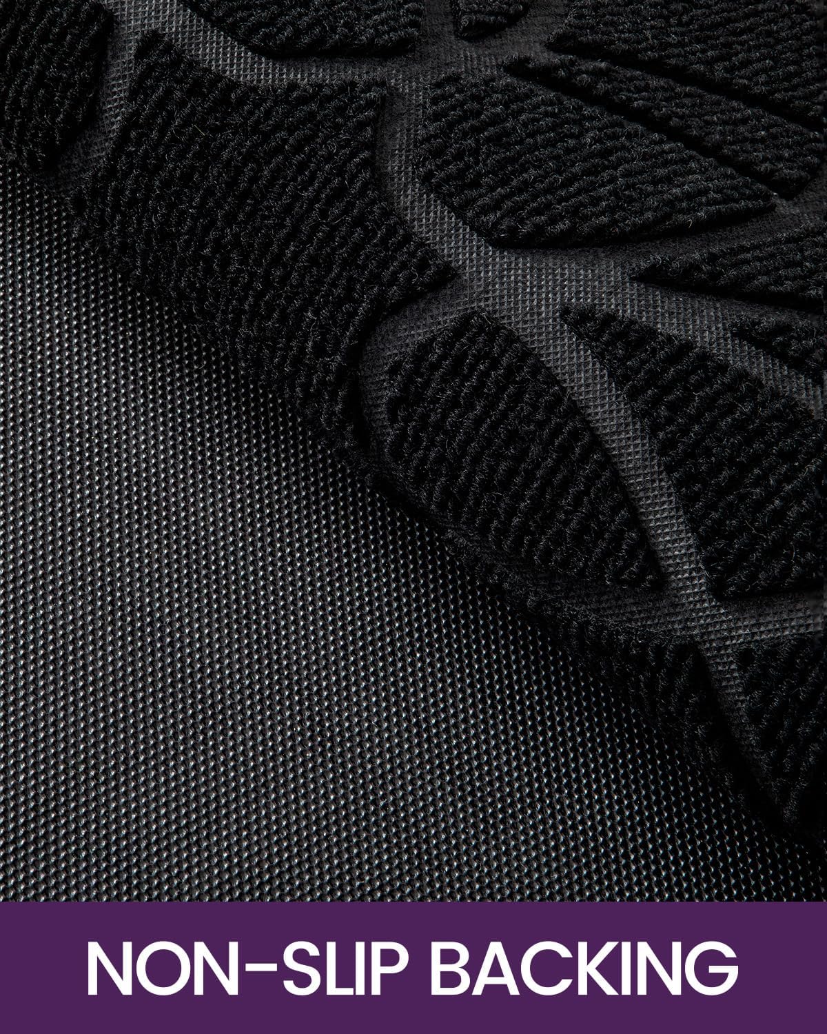 DEXI Front Door Mat Outside Entrance, Heavy Duty Non Slip Low Profile Doormat for Entryway, Trap Dirt and Moisture Welcome Mats, Easy Clean, Patio, Garage, 3x2, Black