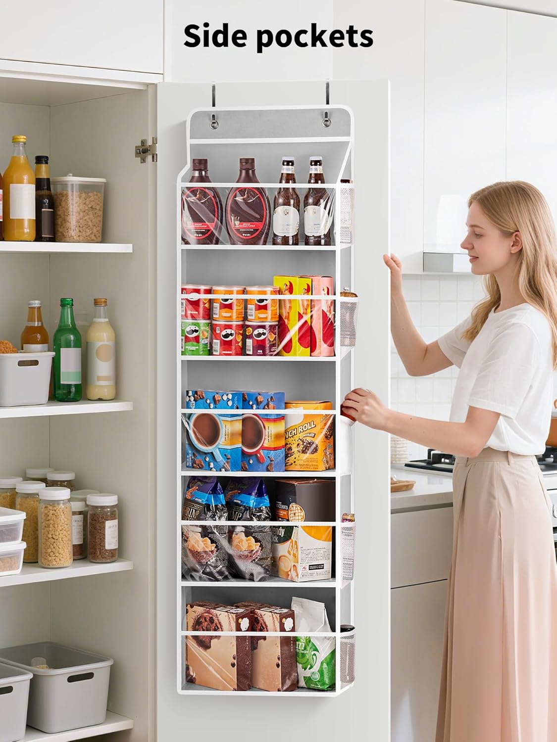 JARLINK 2 Pack Toy Stuffed Animal Storage, Over The Door Organizer W/Clear View Windows, 44lb Load, Baby Toy Storage Organizer for Nursery, Kid Bedroom, Newborn Baby Essentials (Light Grey)