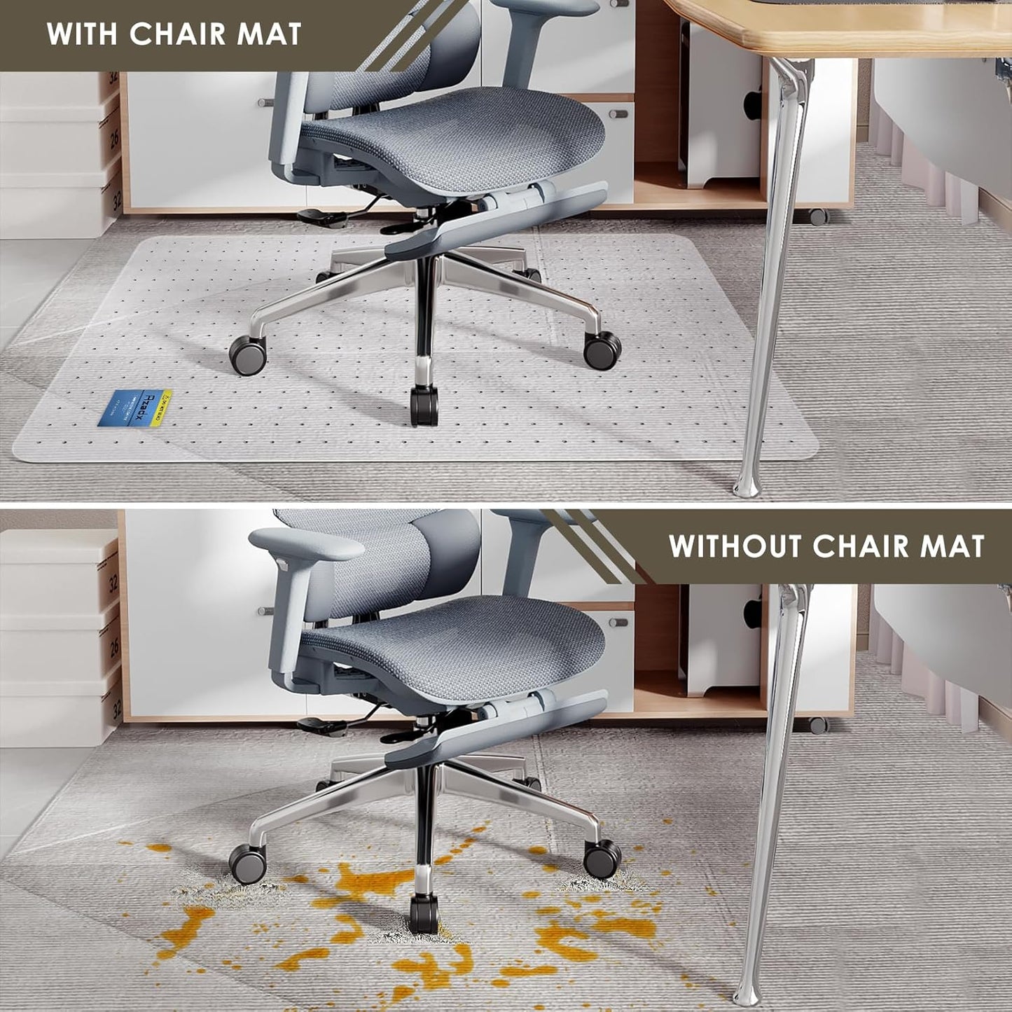 Azadx Heavy Duty Office Chair Mat for Carpet 51" x 63" Hard Material Chair Mat for Carpeted Floor Non-Slip Carpet Protector for Office Easy Glide Desk Floor Mat for Office Chair on Carpets 2 Pack