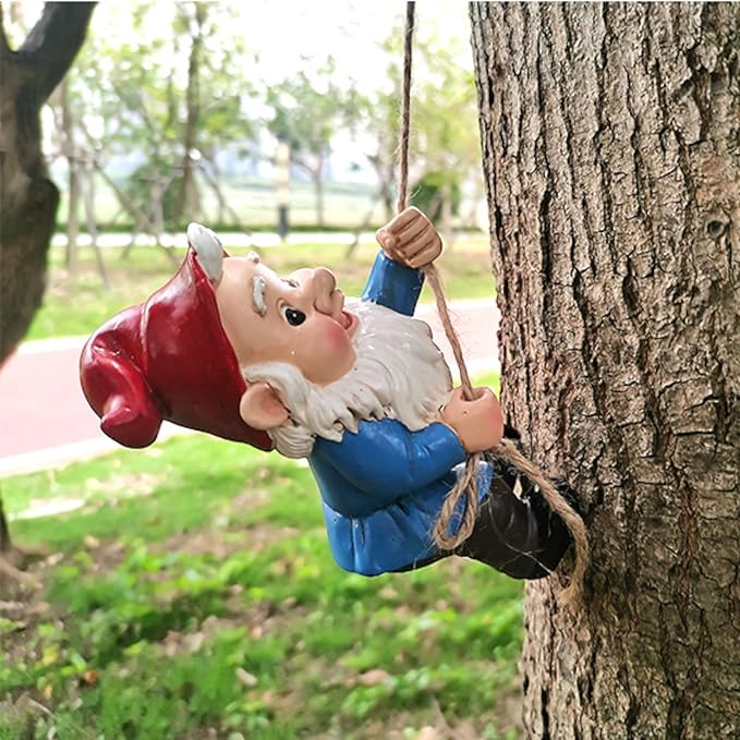 Climbing Gnomes Tree Decor - Cute Gnome Garden Statue Art Resin Dwarf Sculpture for Yard Outdoor Decoration Ornaments