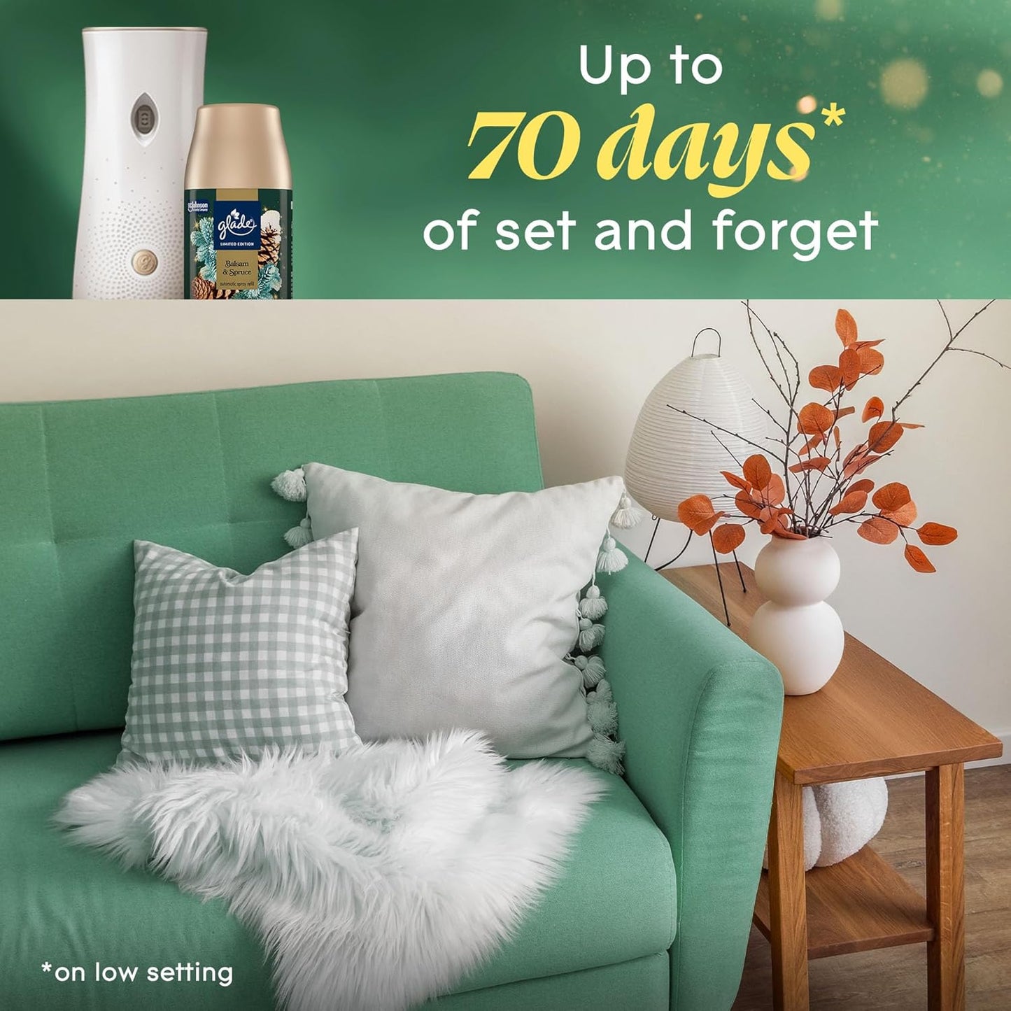 Glade Automatic Spray Refill, Balsam & Spruce, Scented Air Freshener for Home and Bathroom, 6.2 Oz