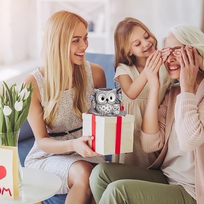 Swing Owl Hanging Planters for Indoor Plants, Cute Small Succulent Pots with Drainage Hole, Unique Resin Plant Hangers Outdoor, Hanging Plant Holder for String Of Pearls, Gift Ideas for Mother