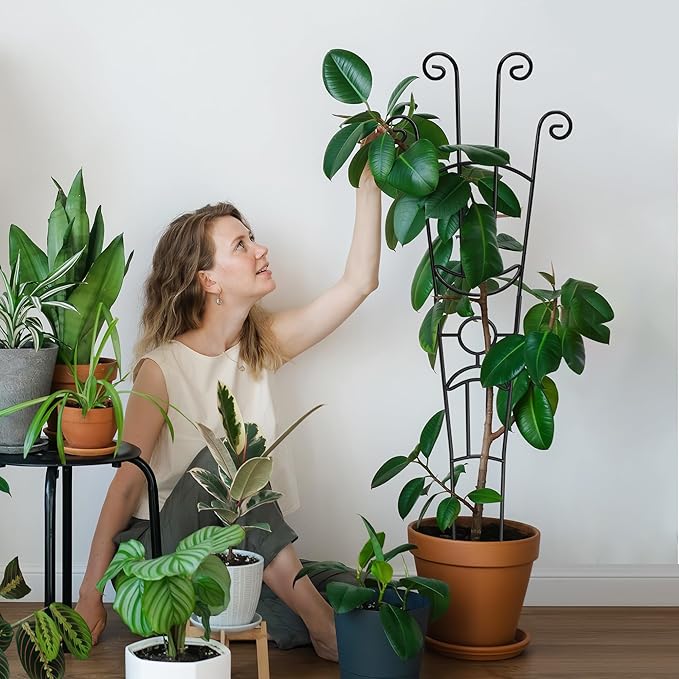 32.6in Plant Trellis for Climbing Plants Indoor, Expandable Large Metal Trellis for Potted Plants, Heavy-Duty Tall Pothos Plant Climber Support for Ivy Pothos Hoya Monstera, 2P