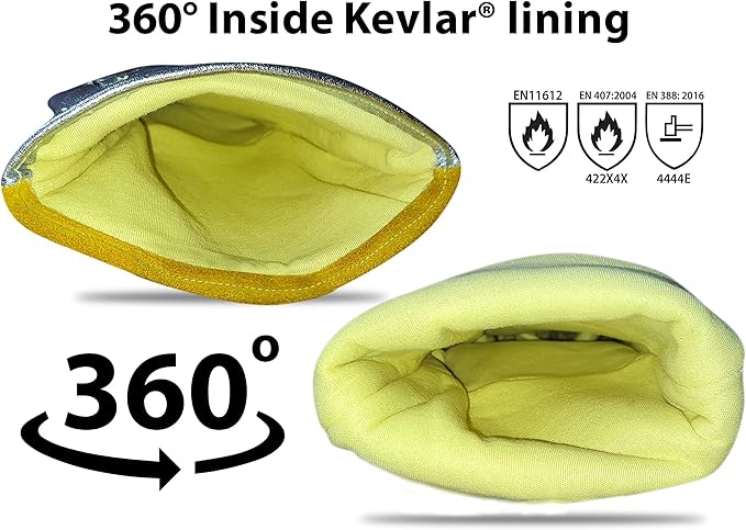 SpecxArmor® Graywolf® Kevlar Aluminized Heat Resistant Welding Glove/Large/1472°F │Fire Gloves│Kevlar Gloves│High Heat │Foundry gloves│