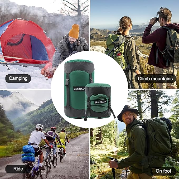 GOLDCAMP Compression Sack for Sleeping Bag Store Ultralight Sleeping Bag Compression Stuff Sack 18L 30L 43L 49L 65LSpace Saving Gear for Travel Camping Hiking Outdoor (Green, XXL)