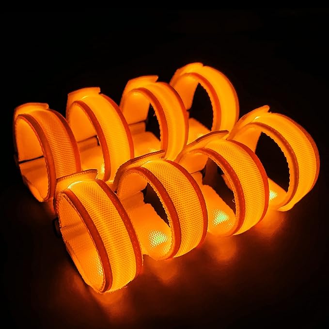 8 PCS LED Glow Bracelets, Light Up Wristbands - Halloween Glow in The Dark Party Bracelets Favors Supplies for Christmas, Concerts, Festivals, Game Prizes, Sports, Rave Accessories(Orange)