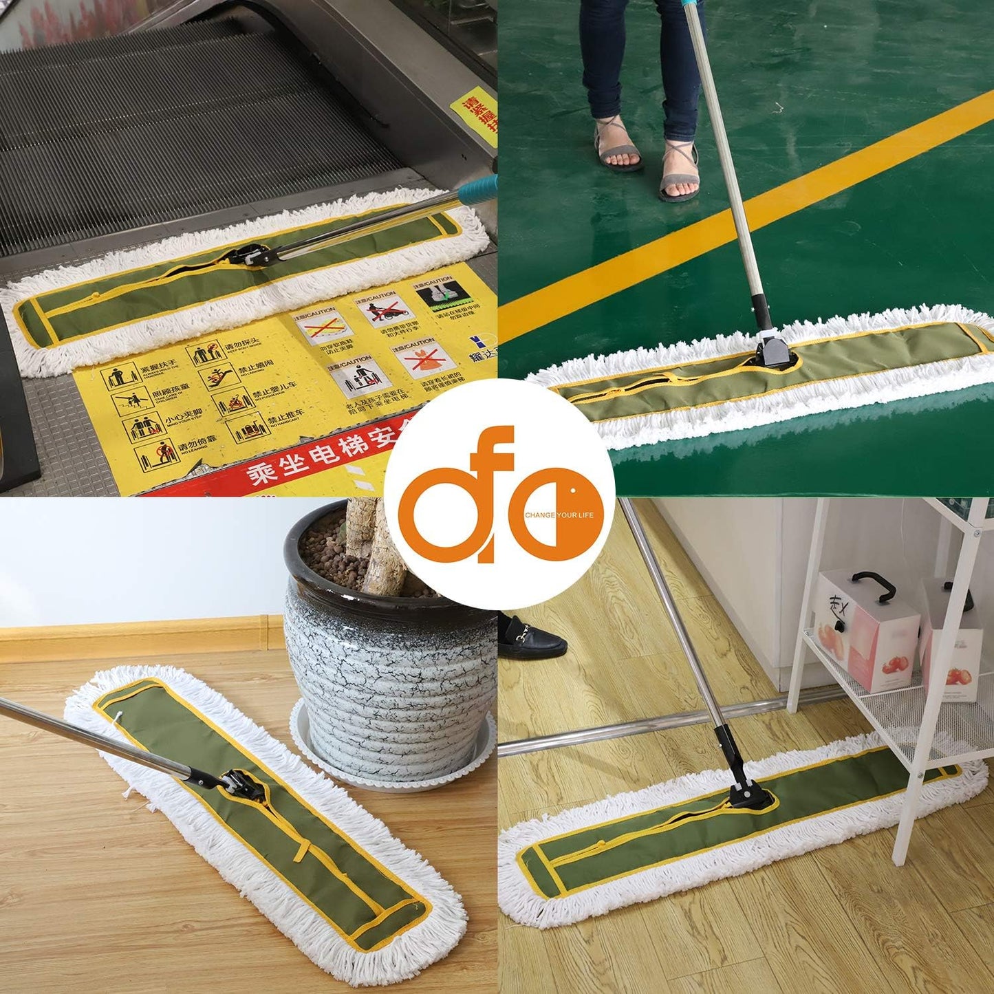 OFO 36inch Industrial Commercial Dust Mop 2 Sets //Heavy Duty Dust Mop // 63inch Length Stainless Steel Handle //Easily Clean Large Area Factory,Shopping Mall,Garage