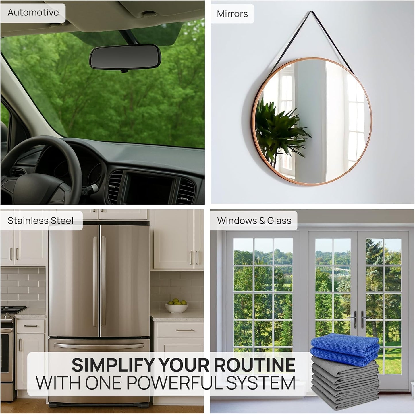 Claro Glass Towels Car Detailing 8-Pack – Streak Free Windshield Cleaner Cloth | Auto Glass Cleaner for Car Windows, Mirrors & Screens | Microfiber Car Cleaning Cloth for Detailing & Interior Use