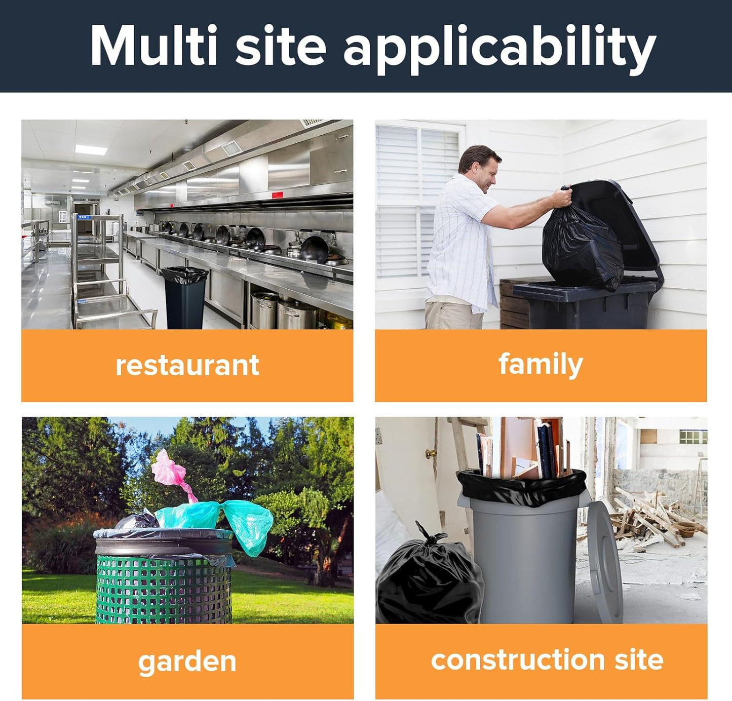 ToughBag 55-60 Gallon Heavy Duty Trash Bags - Contractor Grade, 3 Mil, 40 * 58, Tear Resistant, Gusseted Design for Industrial & Yard Waste(100 packs)