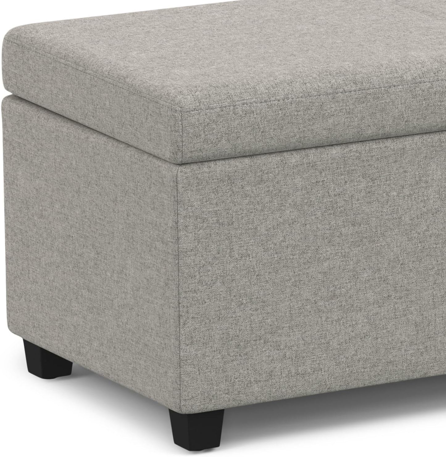SIMPLIHOME Avalon 54 inch Wide Contemporary Rectangle Extra Large Storage Ottoman Bench in Cloud Grey Polyester Linen Fabric, Assembled, for The Living Room, Entryway and Family Room