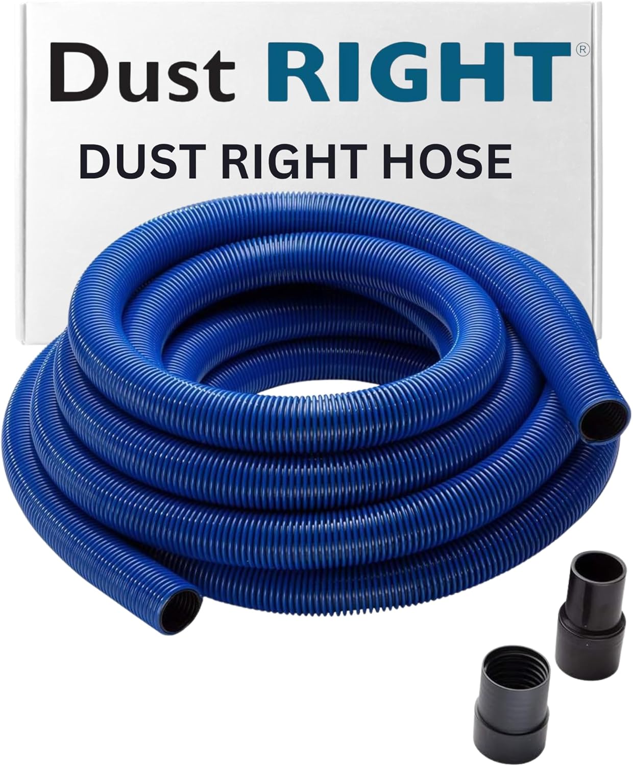 Rockler 40’ Heavy-Duty Shop Vacuum Hose Dust Collector - 1-1/2” Helix Design Shop Vac Hose - Polymer Dust Collection w/Swiveling Ports Prevent Twisting & Tangling - Woodworking Dust Collectors