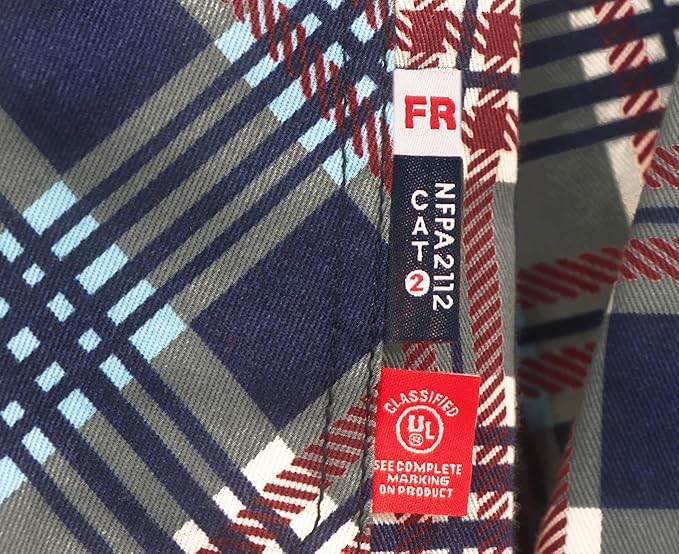 BOCOMAL FR Shirts for Men Printed Plaid Flame Resistant NFPA2112/CAT2 6.5oz Lightweight Fire Retardant Shirt