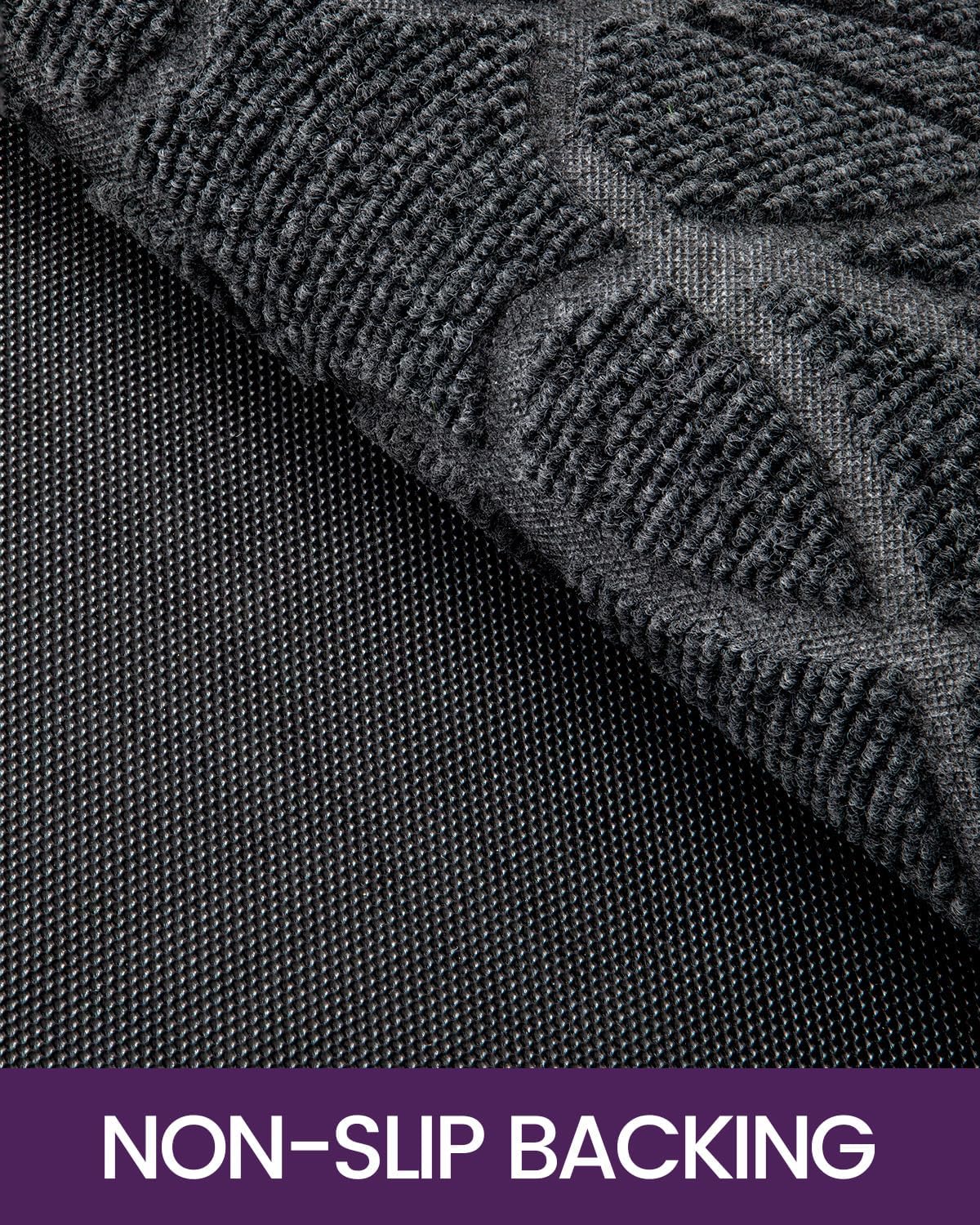 DEXI Front Door Mat Outside Entrance, Heavy Duty Non Slip Low Profile Doormat for Entryway, Trap Dirt and Moisture Welcome Mats, Easy Clean, Patio, Garage, 3x2, Grey