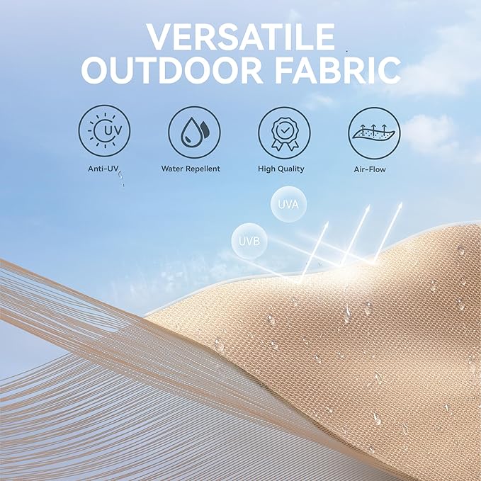 GREEN PARTY 10ft Outdoor Patio Umbrella, Auto-Tilt Market Table Umbrellas with Crank, 8 Sturdy Ribs & 1.5" Pole UV Protection for Garden Deck Backyard Pool