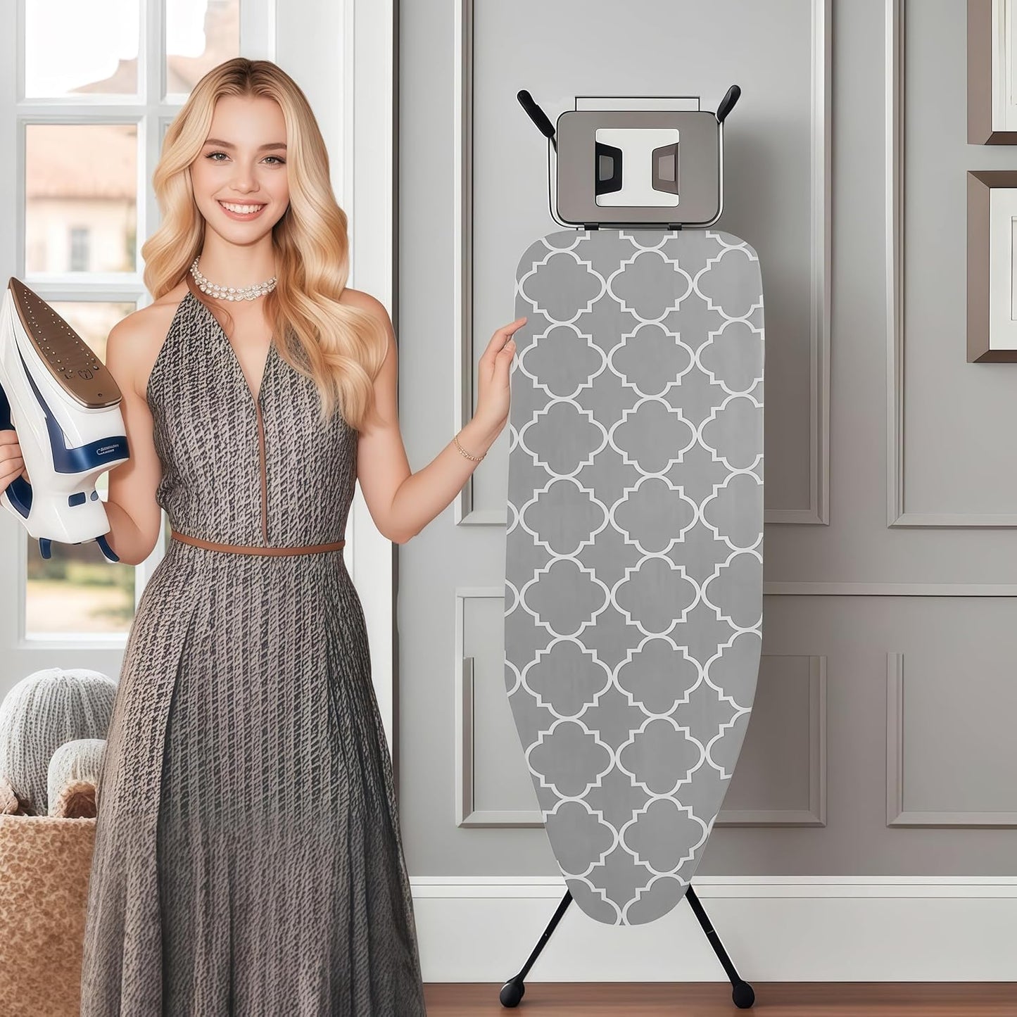 Ironing Board Cover with Two 5MM Thick Feltpads,12"x36"Heat Resistant Replacement Ironing Board Cover and Pad,Fits Standard Ironing Boards,Durability and Easy to Install