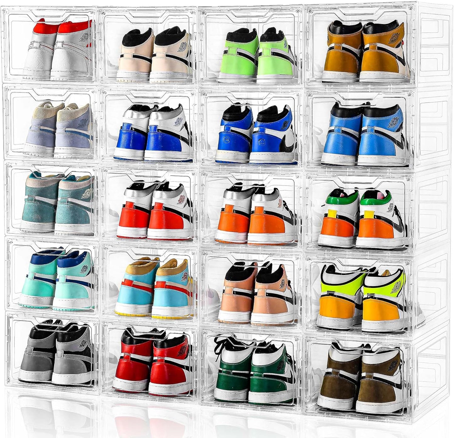10 Pack Large Shoe Boxes Clear Plastic Stackable,Shoe Storage Organizer with Lids,Shoe Rack for Closet,Shoe Organizer and Shoe Containers for Sneaker Storage, Shoe Display Case Fit up to US Size 13