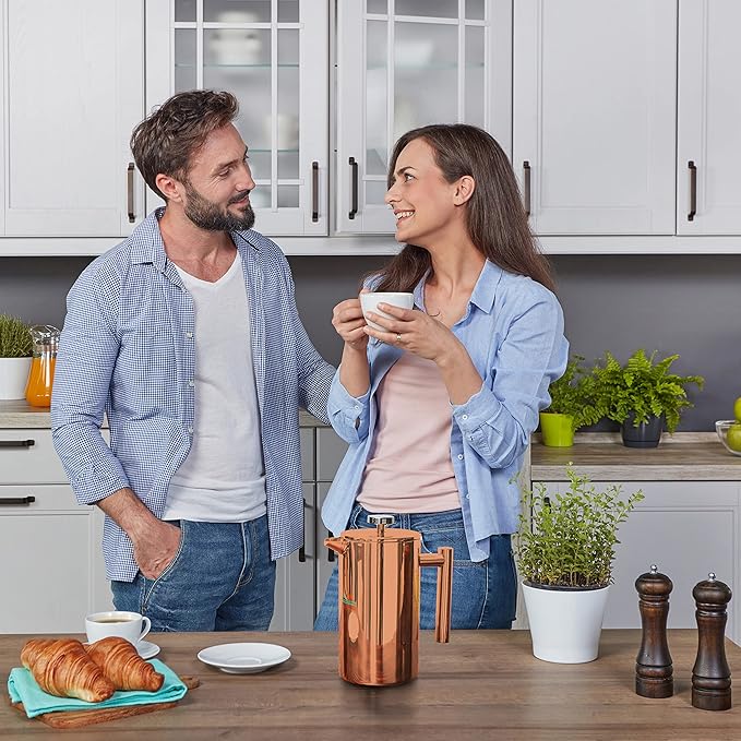 Mixpresso Stainless Steel French Press Coffee Maker 26 Oz 770 ml, Double Wall Insulated French Press Stainless Steel, Easy Clean Tea Brewer, Easy Press Durable Metal Coffee Press