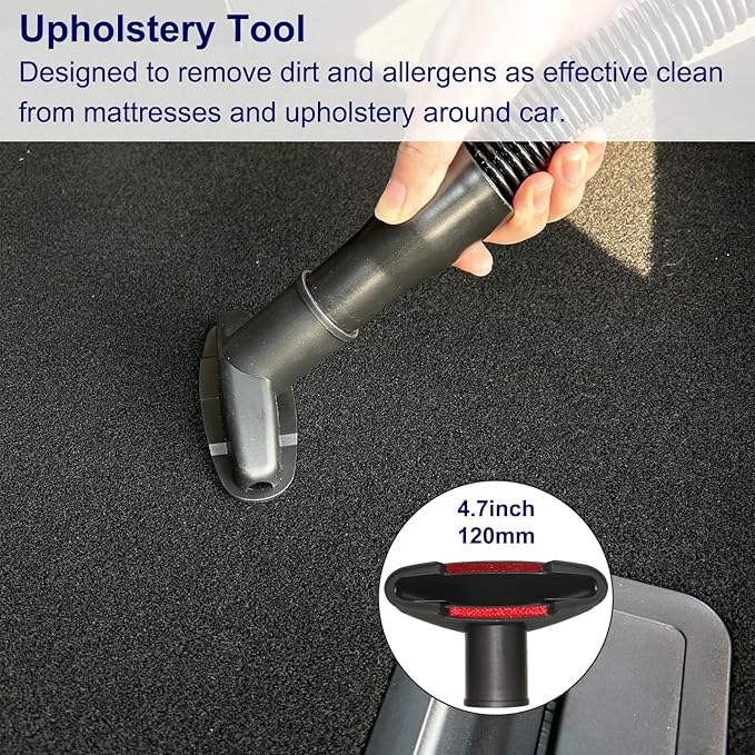 Portek 1 1/4" Car Details Kit with 1 3/8" Vac Hose Adapter, 1-1/4 Inch Universal Home Car Attachments Cleaning Tools and 1-3/8 Inch Adaptor as Shop Vac Miele Eureka Vacuum Cleaner Accessories