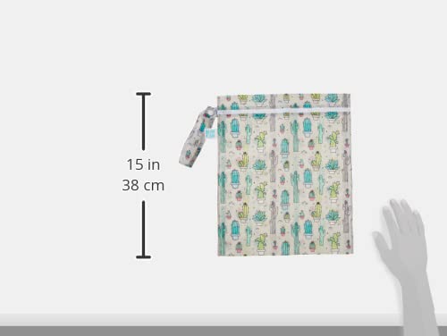 Bumkins Waterproof Wet Bag for Baby, Travel, Swim Suit, Cloth Diapers, Pump Parts, Pool, Beach, Gym Clothes, Toiletry, Hook to Stroller, Daycare, Zipper Reusable Wetdry Packing Pouch, Cactus Green