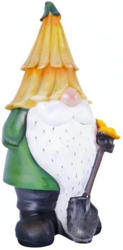 Topadorn Garden Gnome Outdoor Gnome Statue Resin Sculpture Outdoor Figurine with Yellow Hat for Garden Decoration, 11 Inch