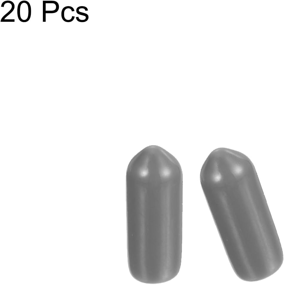 uxcell 20pcs Rubber End Caps Protective Caps 5.5mm ID Vinyl PVC Round Tube Bolt Cap Cover Screw Thread Protectors, Light Grey