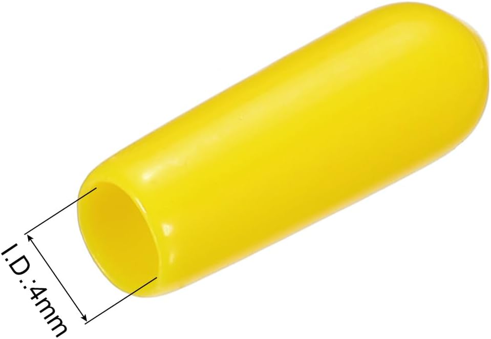 uxcell 20pcs Rubber End Caps 4mm ID Vinyl PVC Round Tube Bolt Cap Cover Screw Thread Protectors Yellow