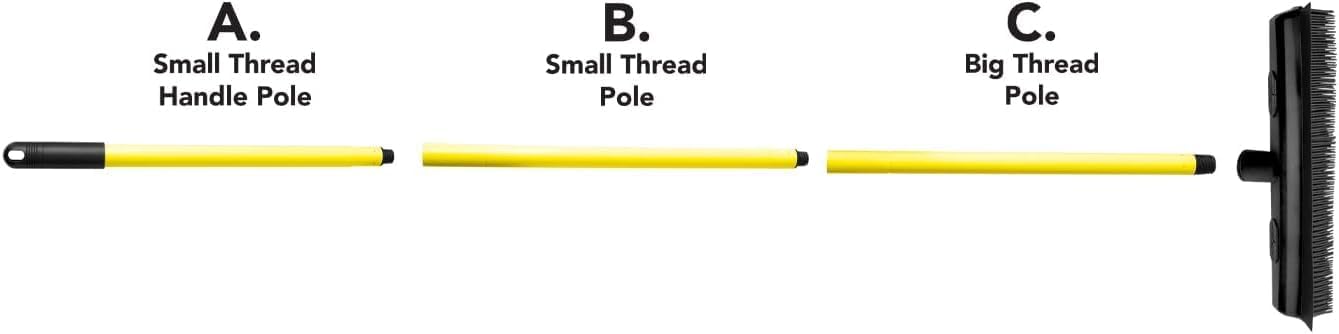 FURemover Sweep Pet Hair Rubber Broom with Carpet Rake and Squeegee, Ideal for Tile, Carpet and Hardwood, Disassembles for Easy Storage