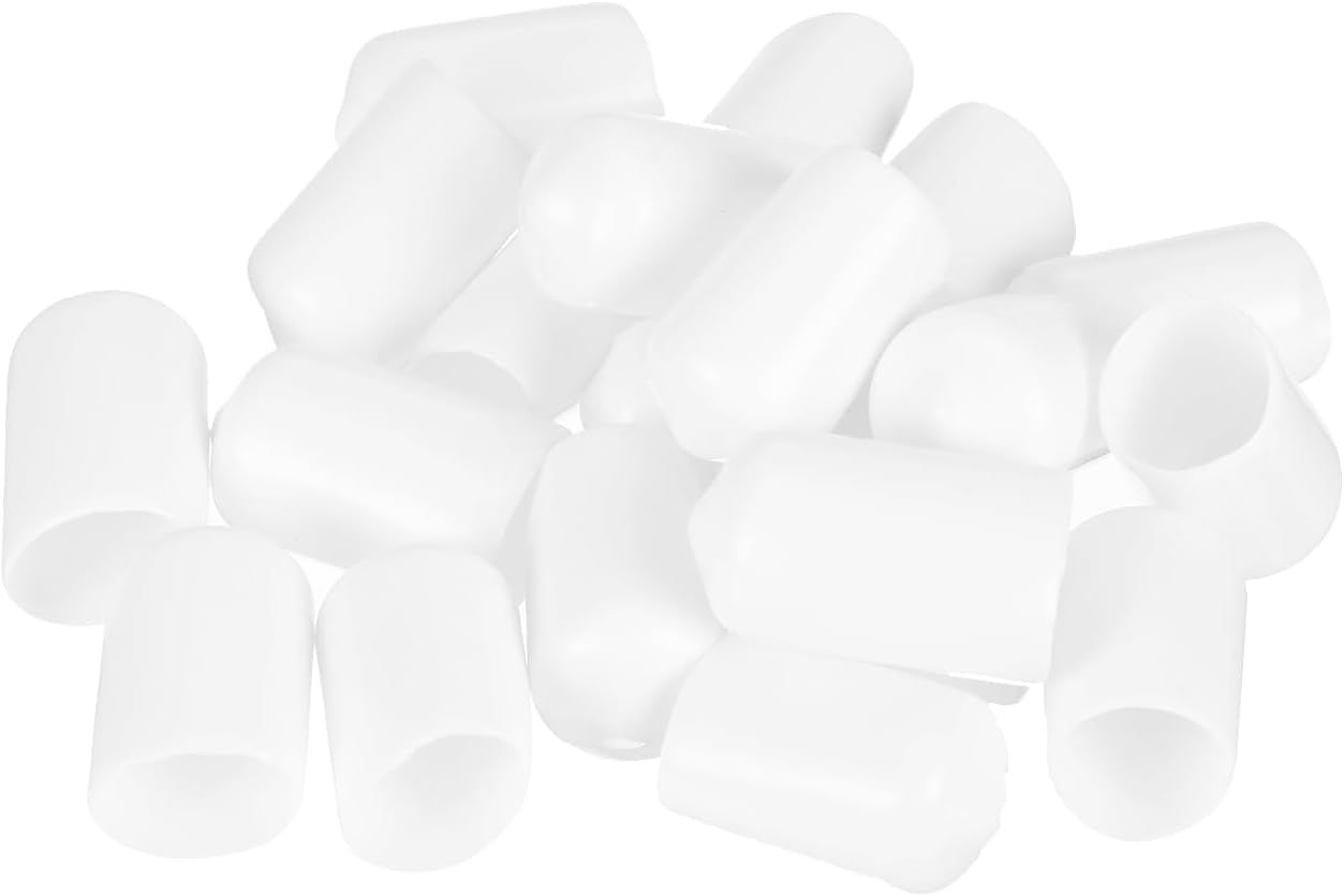 uxcell 20pcs Rubber End Caps 12.5mm(1/2 inch) ID Vinyl Round Tube Bolt Cap Cover Thread Protectors White