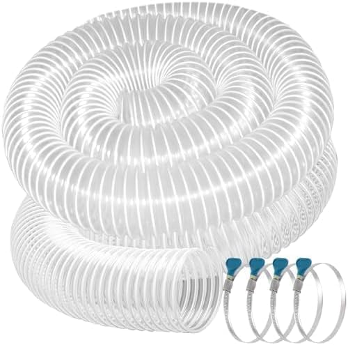 PVC Dust Collection Hose 4" x 20', Puncture Resistant Clear PVC Dust Collection Hose for dust collection systems