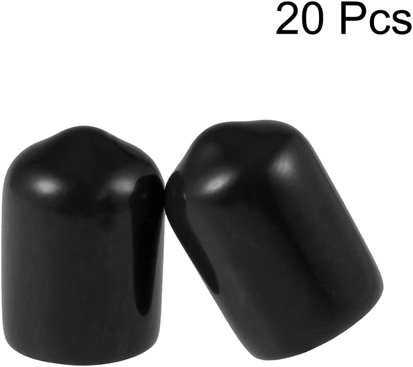 uxcell 20pcs Rubber End Caps 3/8"(9.5mm) ID Vinyl Round Tube Bolt Cap Cover Thread Protectors Black