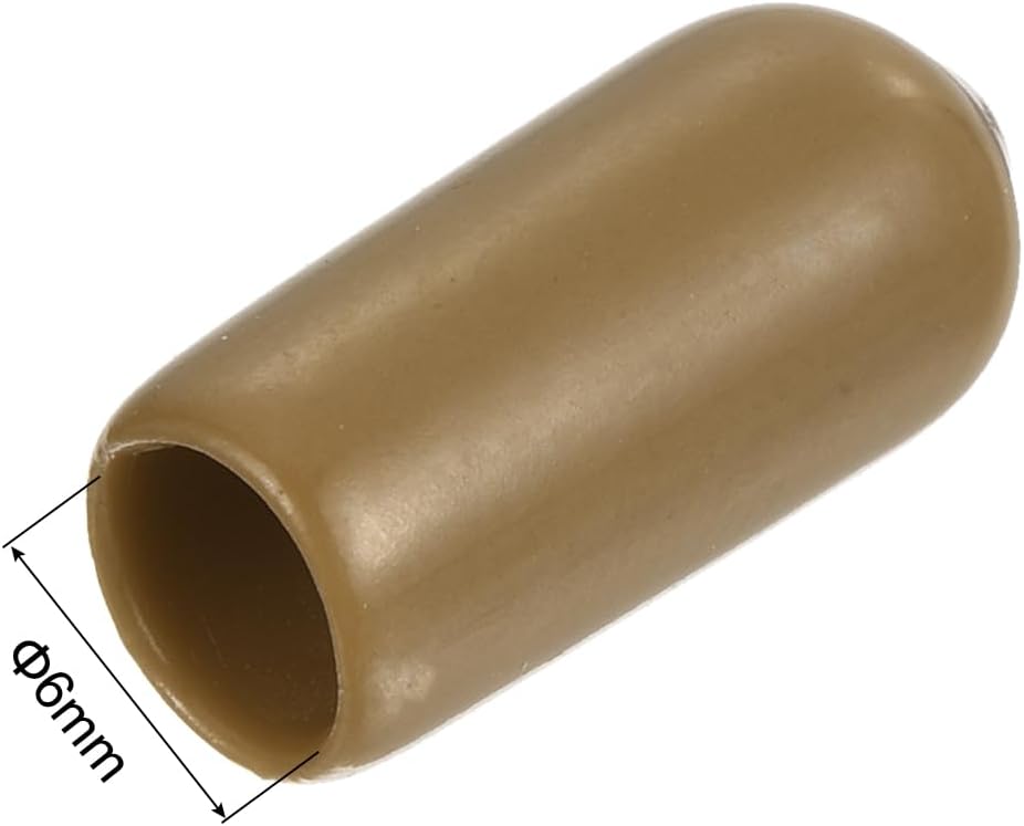 uxcell 20pcs Rubber End Caps 6mm(1/4") ID Vinyl PVC Round Tube Bolt Cap Cover Screw Thread Protectors Light Brown