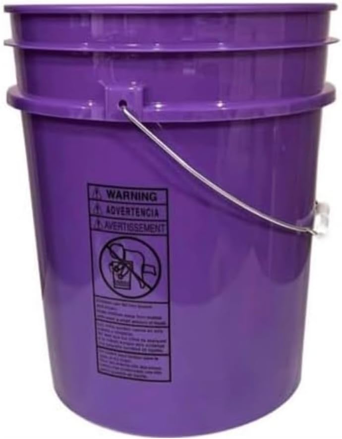 House Naturals 5 Gallon Premium HPDE Plastic Bucket - Made in USA Food Grade Storage Container, BPA Free All Purpose Pail (1, Purple)