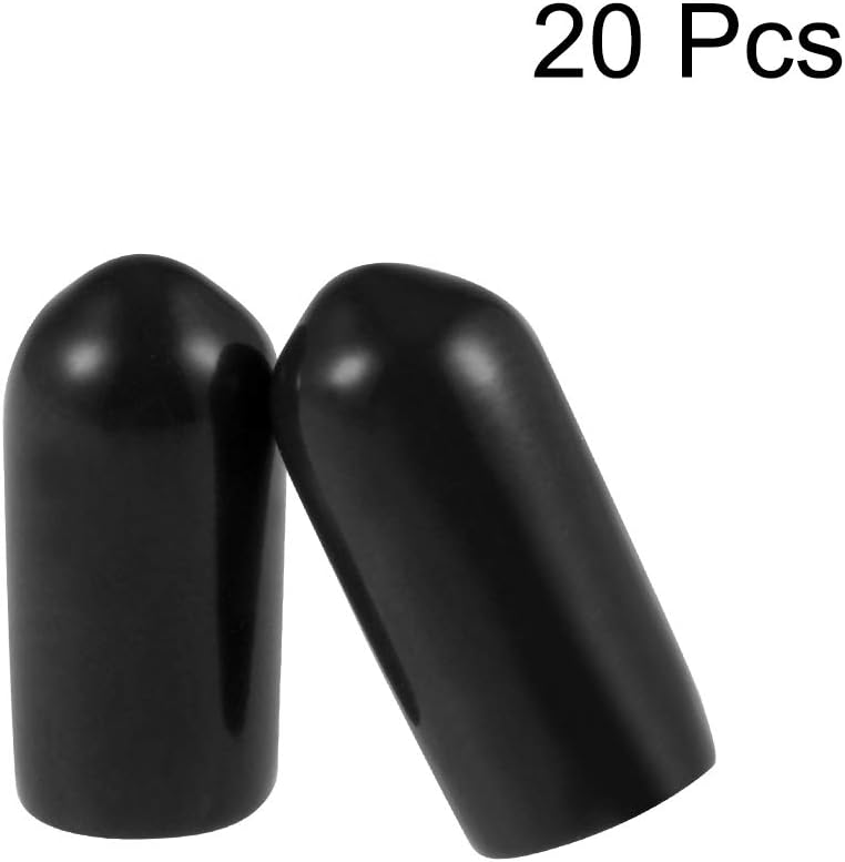 uxcell 20pcs Rubber End Caps 1/4"(6mm) ID Vinyl Round Tube Bolt Cap Cover Thread Protectors Black
