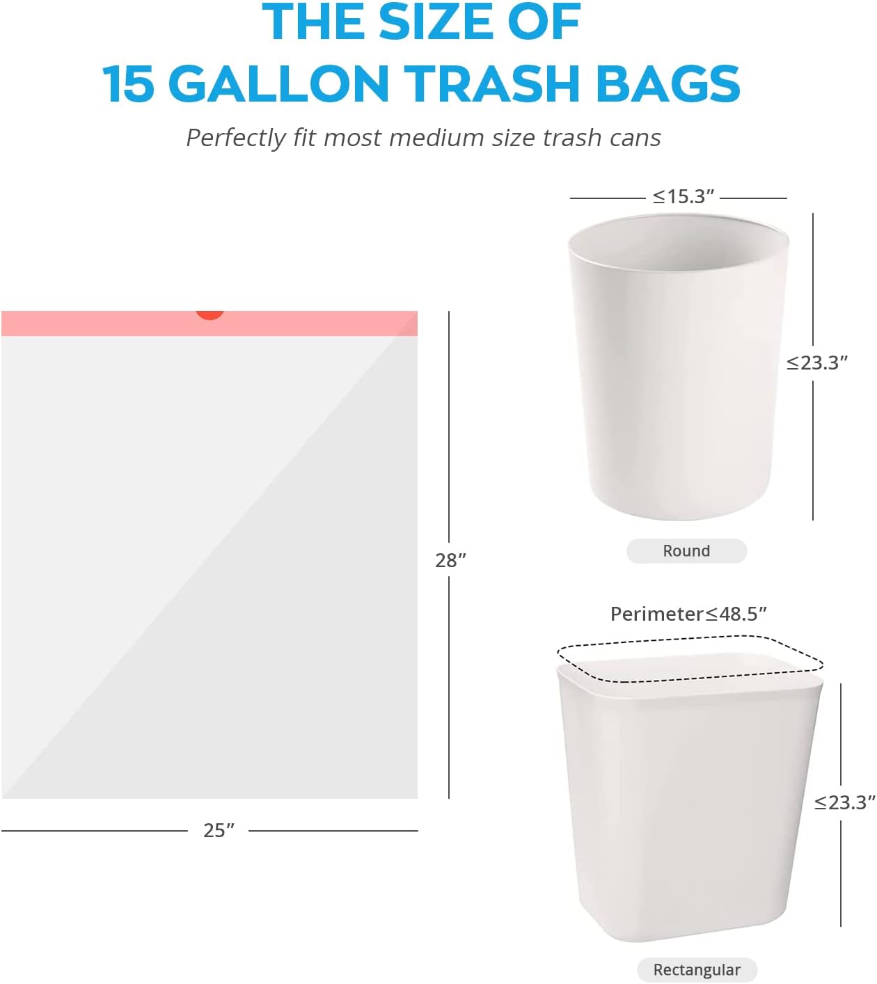 Ultra Thick Heavy Duty Plastic 15 Gallon Drawstring Trash Bags Large 80 Count White Leak Proof Garbage Bags for Tall Kitchen Home Office Outdoor