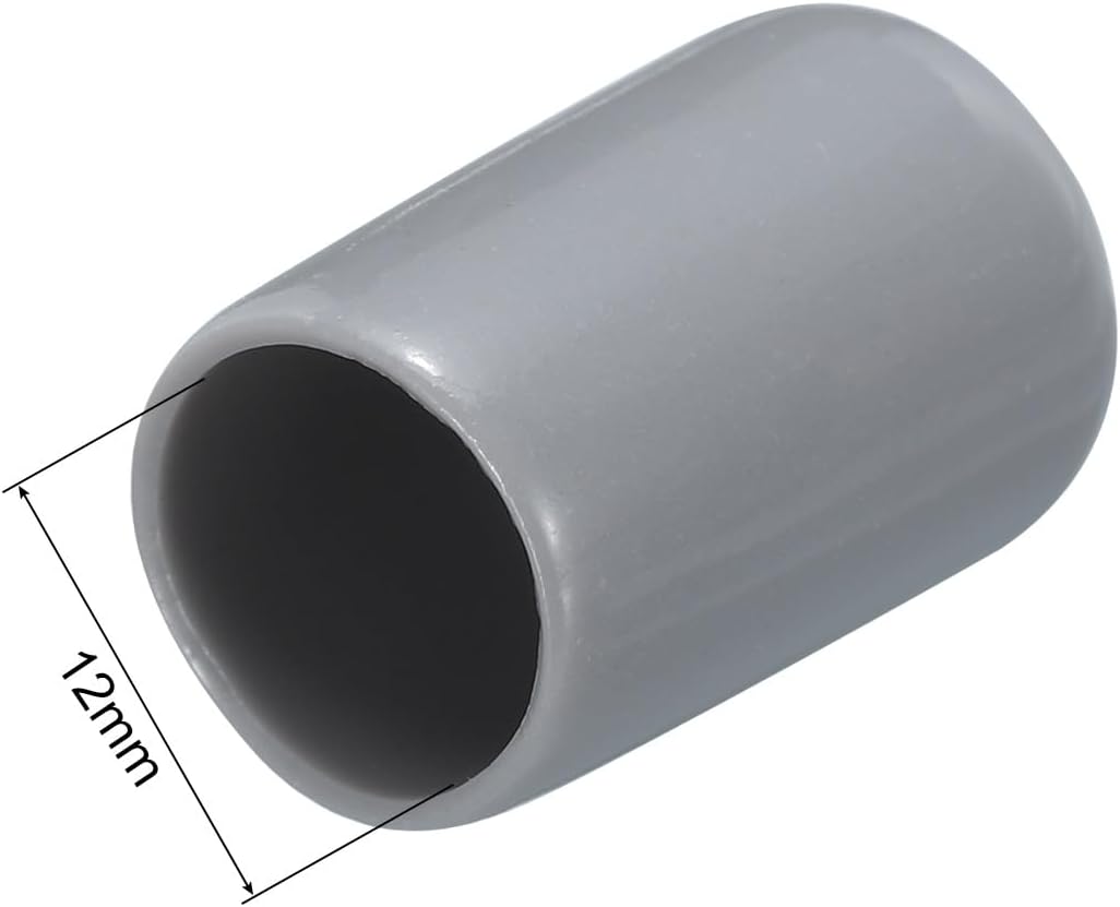 uxcell 20pcs Rubber End Caps 12mm(1/2") ID Vinyl PVC Round Tube Bolt Cap Cover Screw Thread Protectors Grey