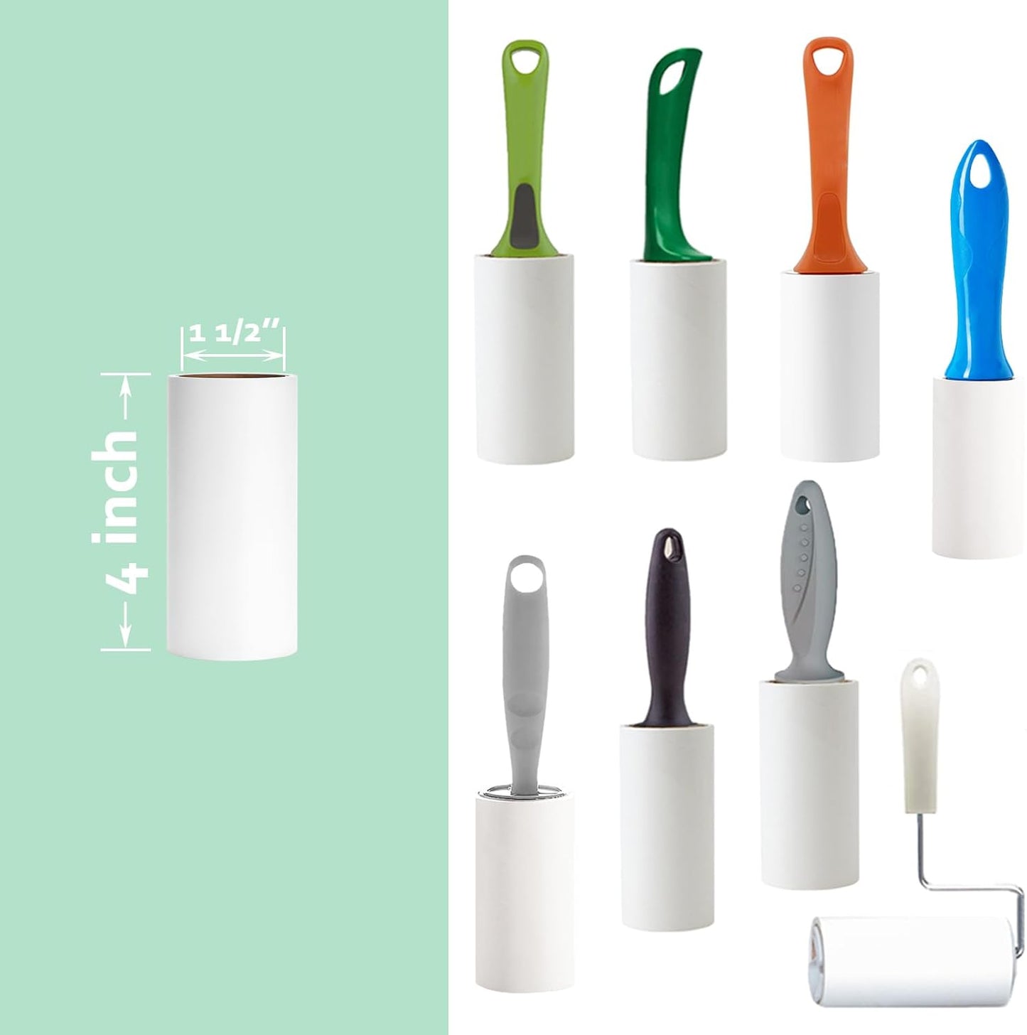 4 inch Lint Roller Refills Compatible with Evercare Extra Sticky Pet Lint Roller Replacement Refills 60 Sheets Each Roll 6-Pack 360 Sheets Total (1 1/2'' Inside Dia.)