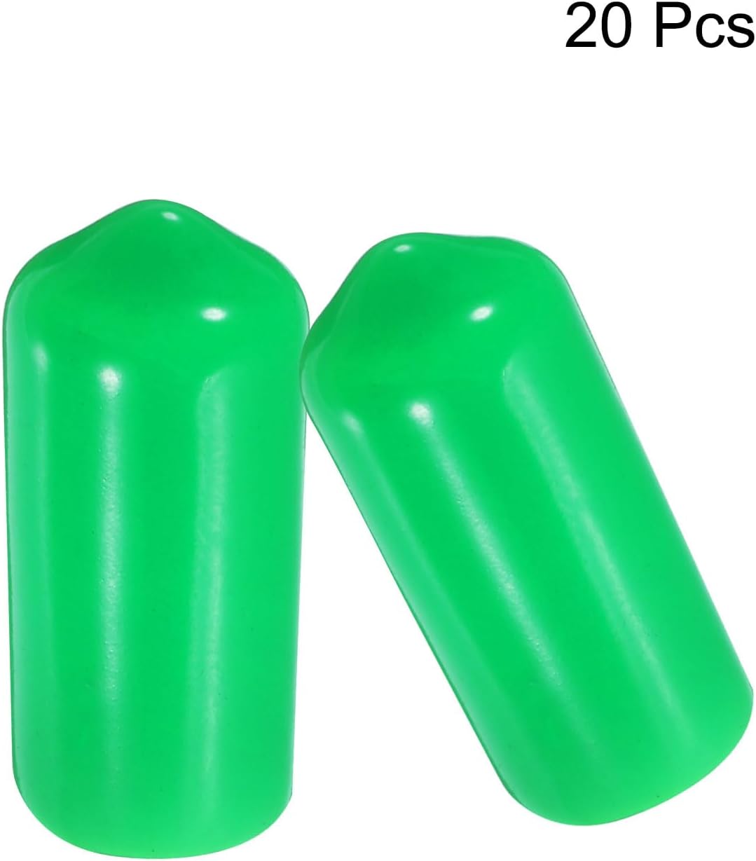 uxcell 20pcs Rubber End Caps 7mm ID Vinyl PVC Round Tube Bolt Cap Cover Screw Thread Protectors Green